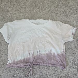 American Eagle White and Purple Tie-Dye T-Shirt